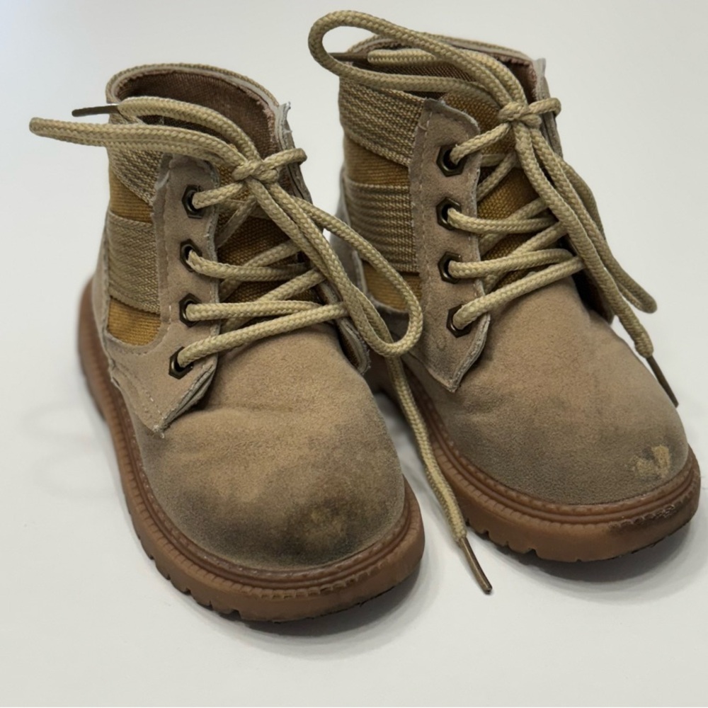 Kids Tan Lace-Up Boots